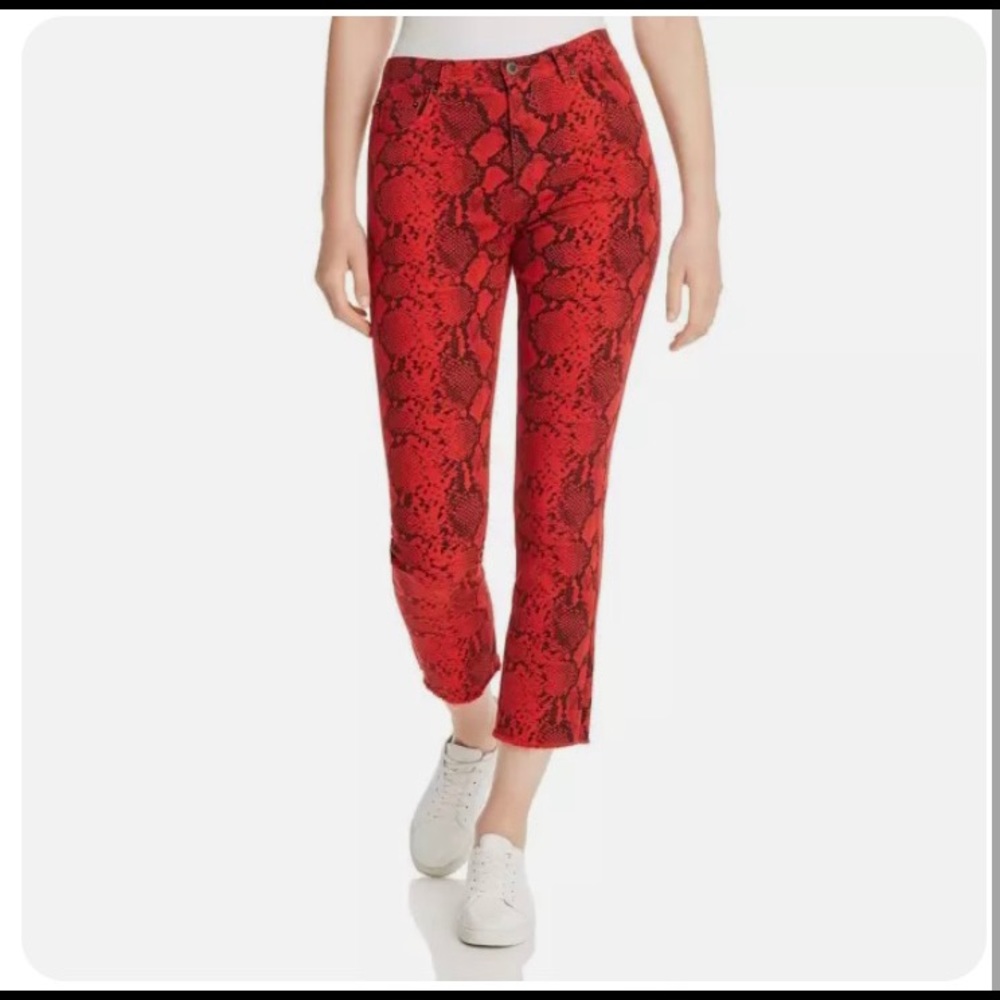Pam & Gela Baby Boa Red Crop Pants. Size 27. NWT